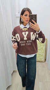 Pull Scritta Marrone